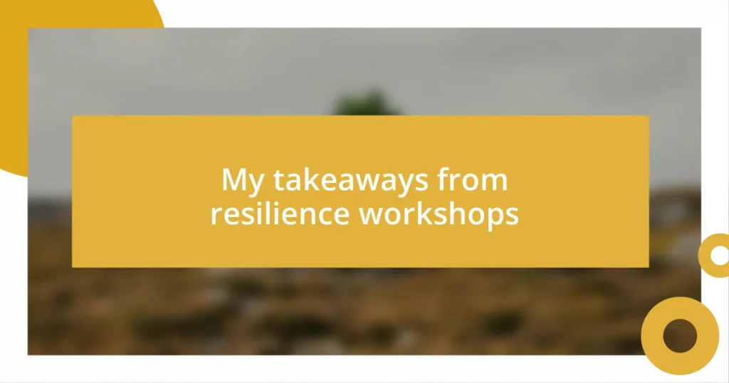 My takeaways from resilience workshops